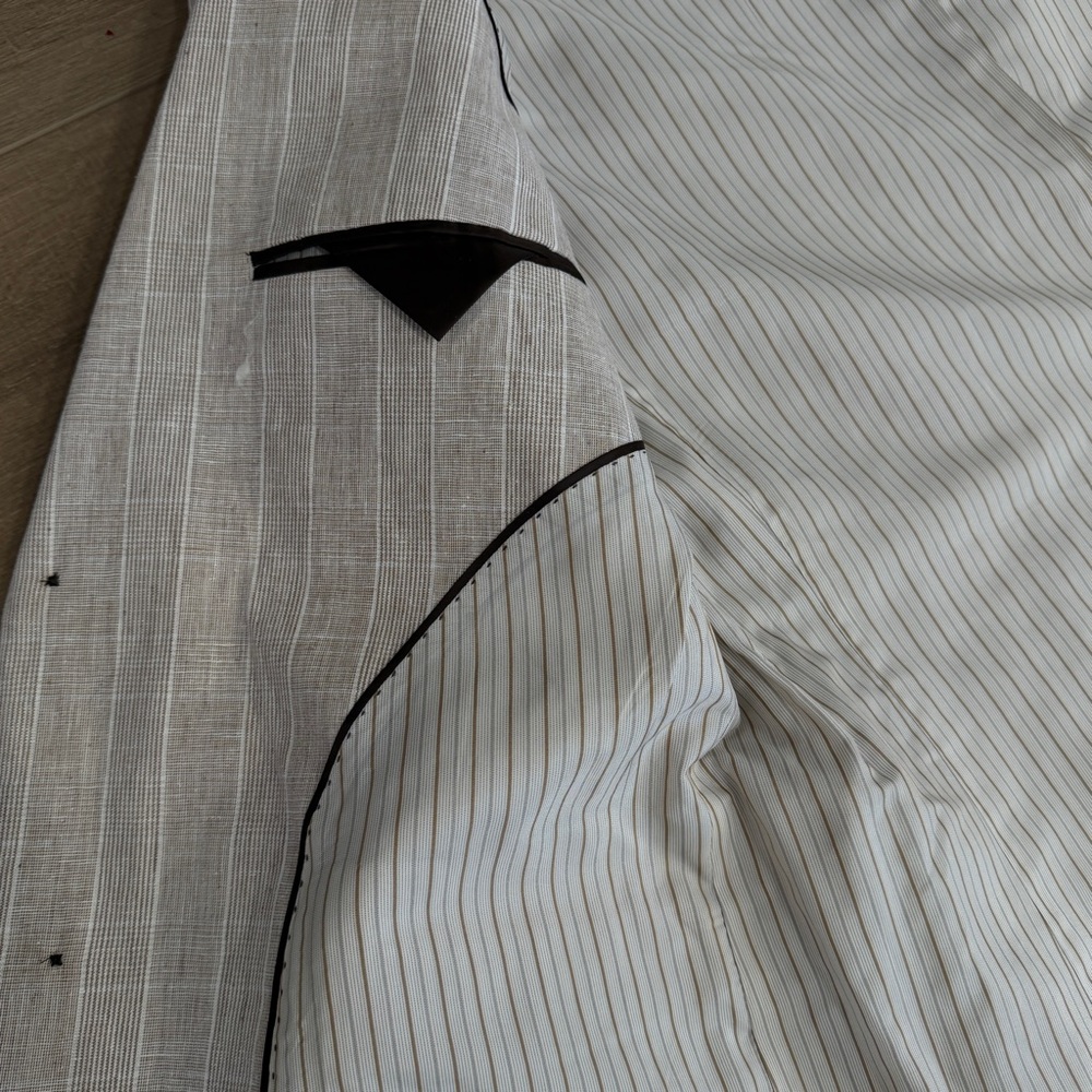 Banana‎ Republic Men Beige Linen Cotton Blazer Sport Jacket 44R 2 Button Lined - Picture 12 of 15